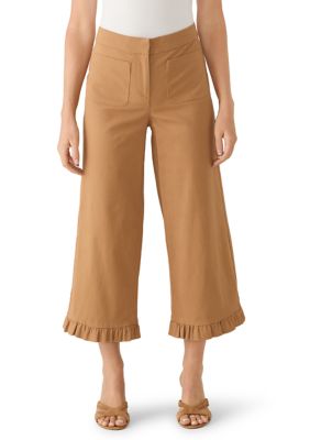 Crown & Ivy Women's Petite Cropped Ruffle Pants