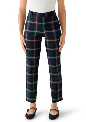 Crown & Ivy Women's Petite Plaid Pull-On Pants