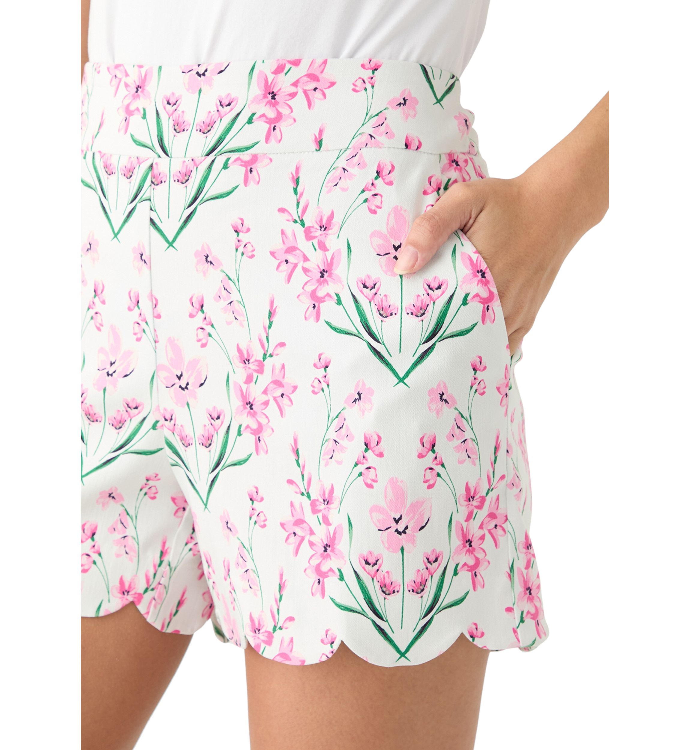 Petite Printed Scallop Shorts 