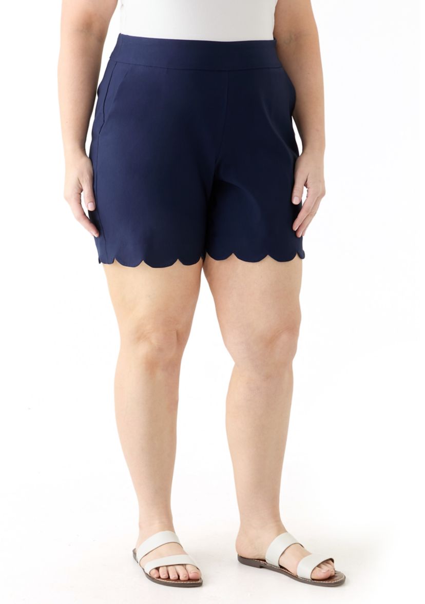 Plus Size 7" Scalloped Millennium Shorts