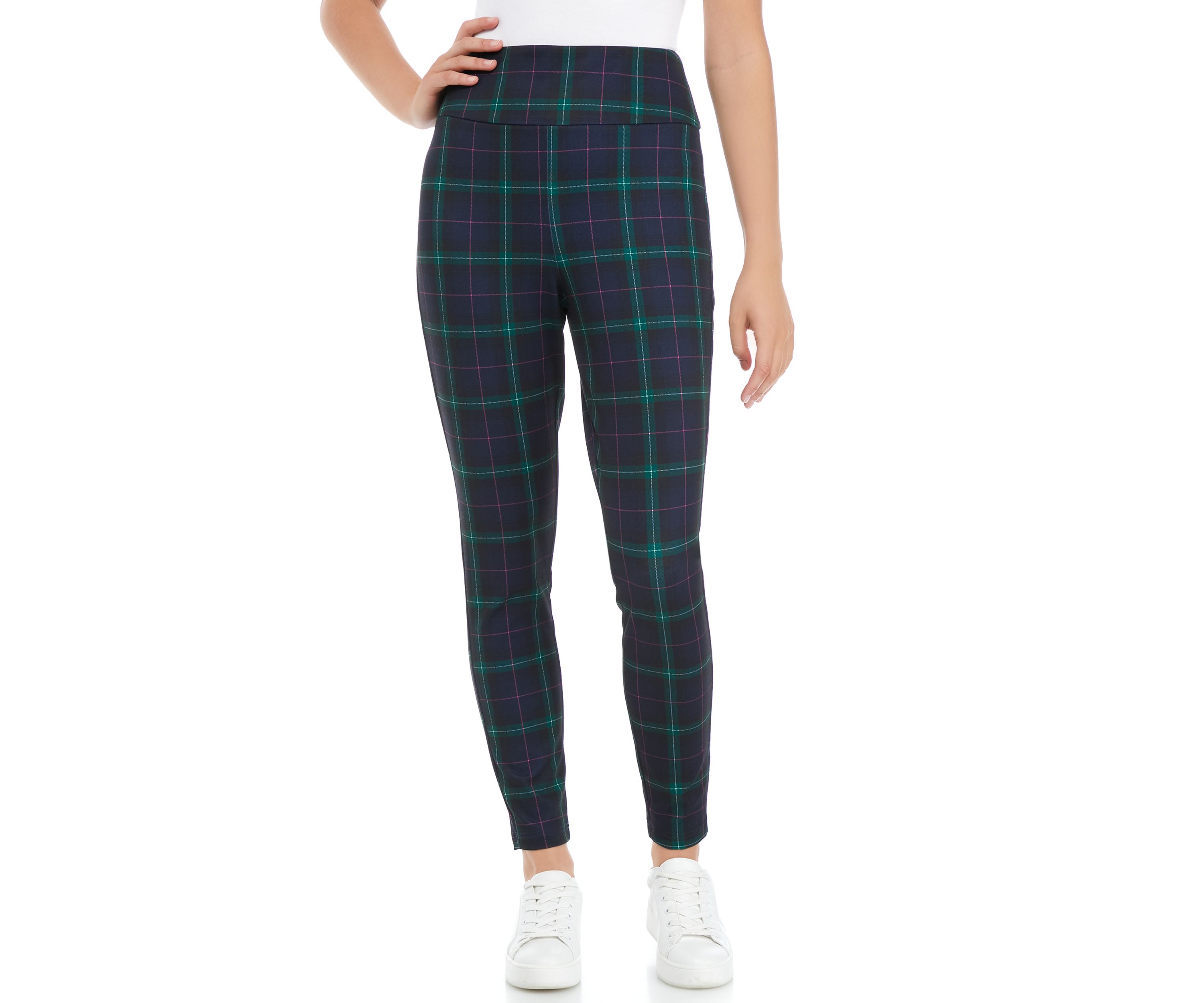 Womens Ponte Plaid Leggings 