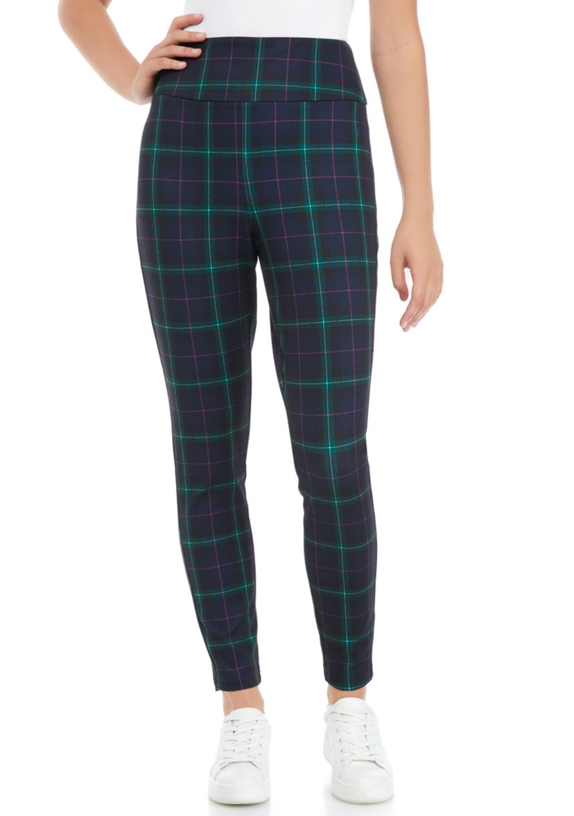 Womens Ponte Plaid Leggings 