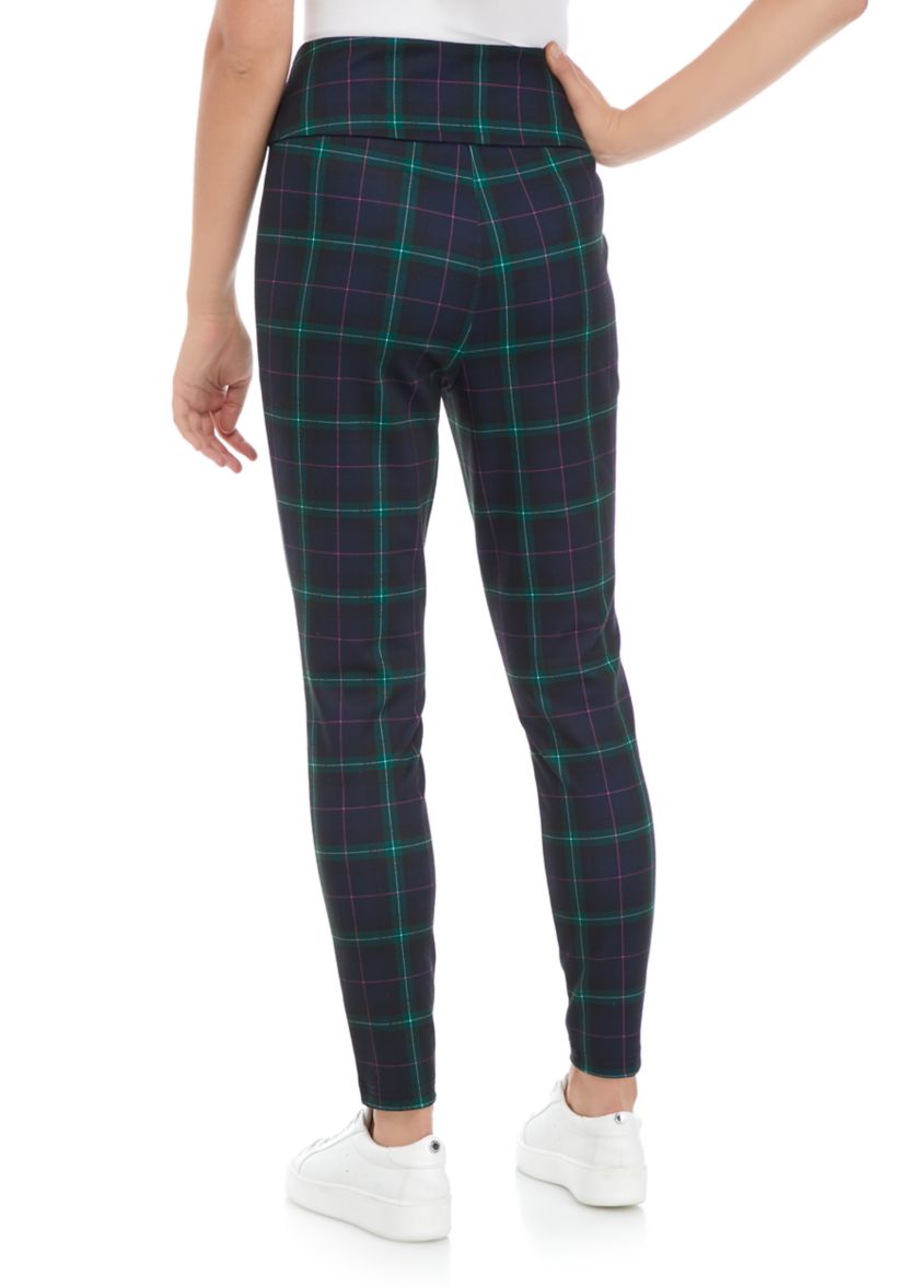 Womens Ponte Plaid Leggings 