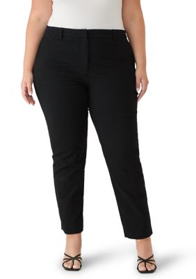 Crown & Ivy Women's Plus Size Stretch Twill Straight Leg Pants