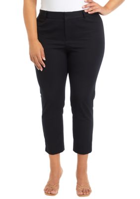 Crown & Ivy Women's Plus Size Bi Stretch Fly Front Short Pants