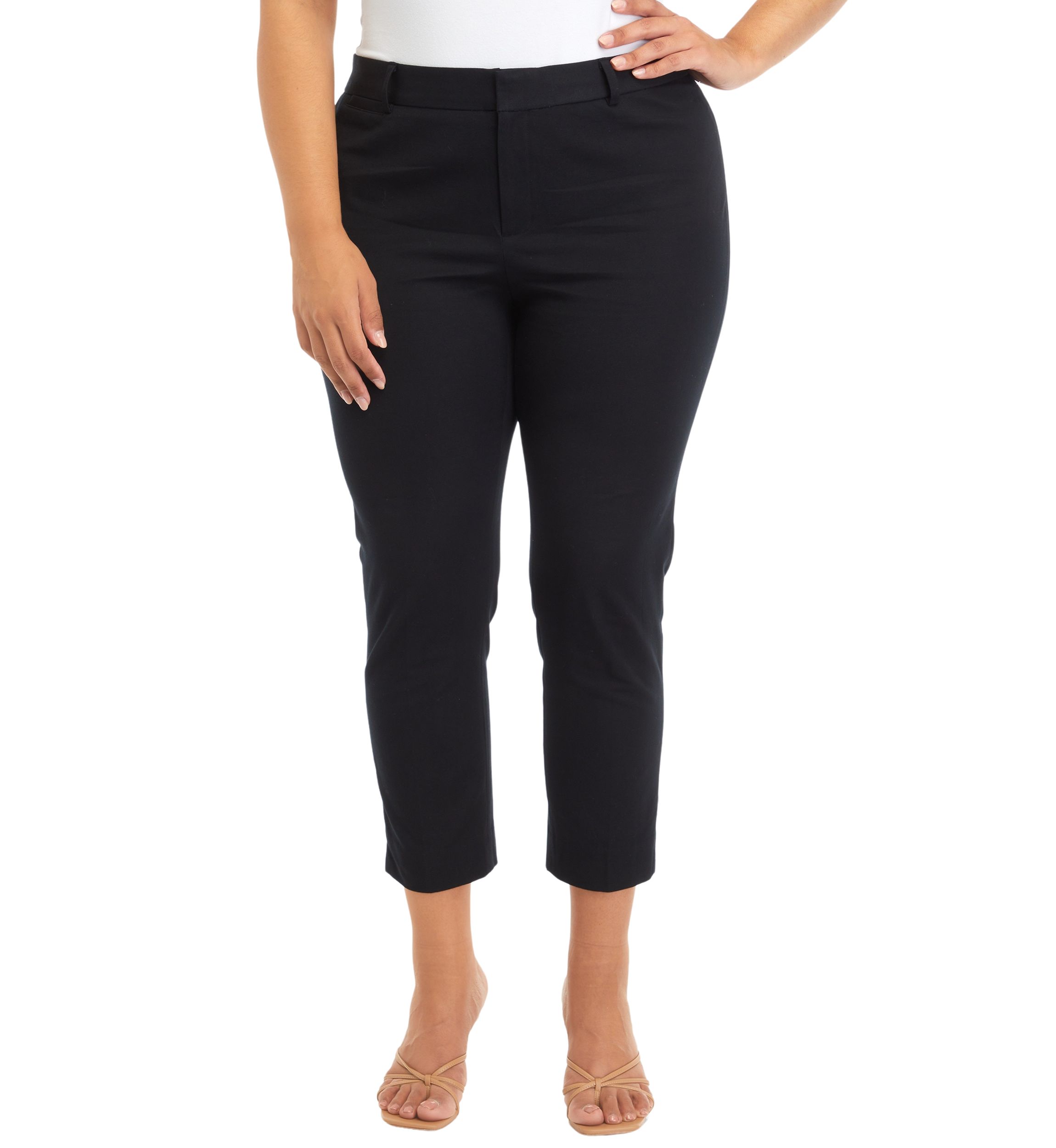 Plus Size Bi Stretch Fly Front Short Pants