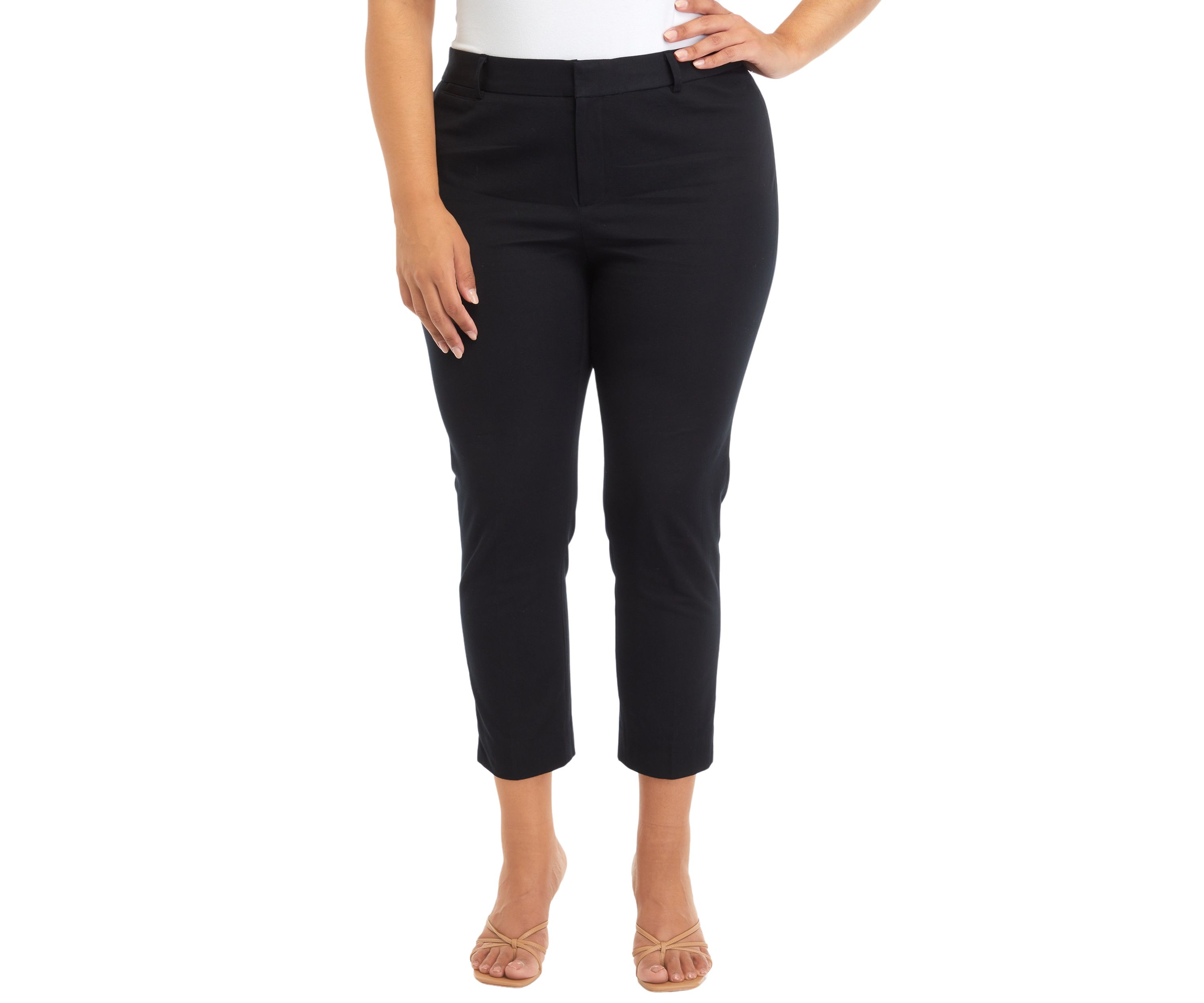 Plus Size Bi Stretch Fly Front Short Pants