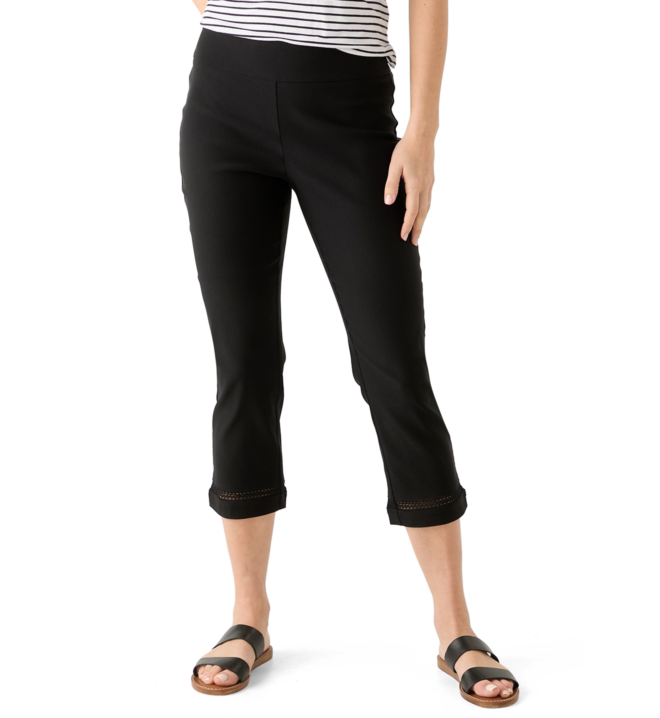 Womens Crochet Trim Crop Pants