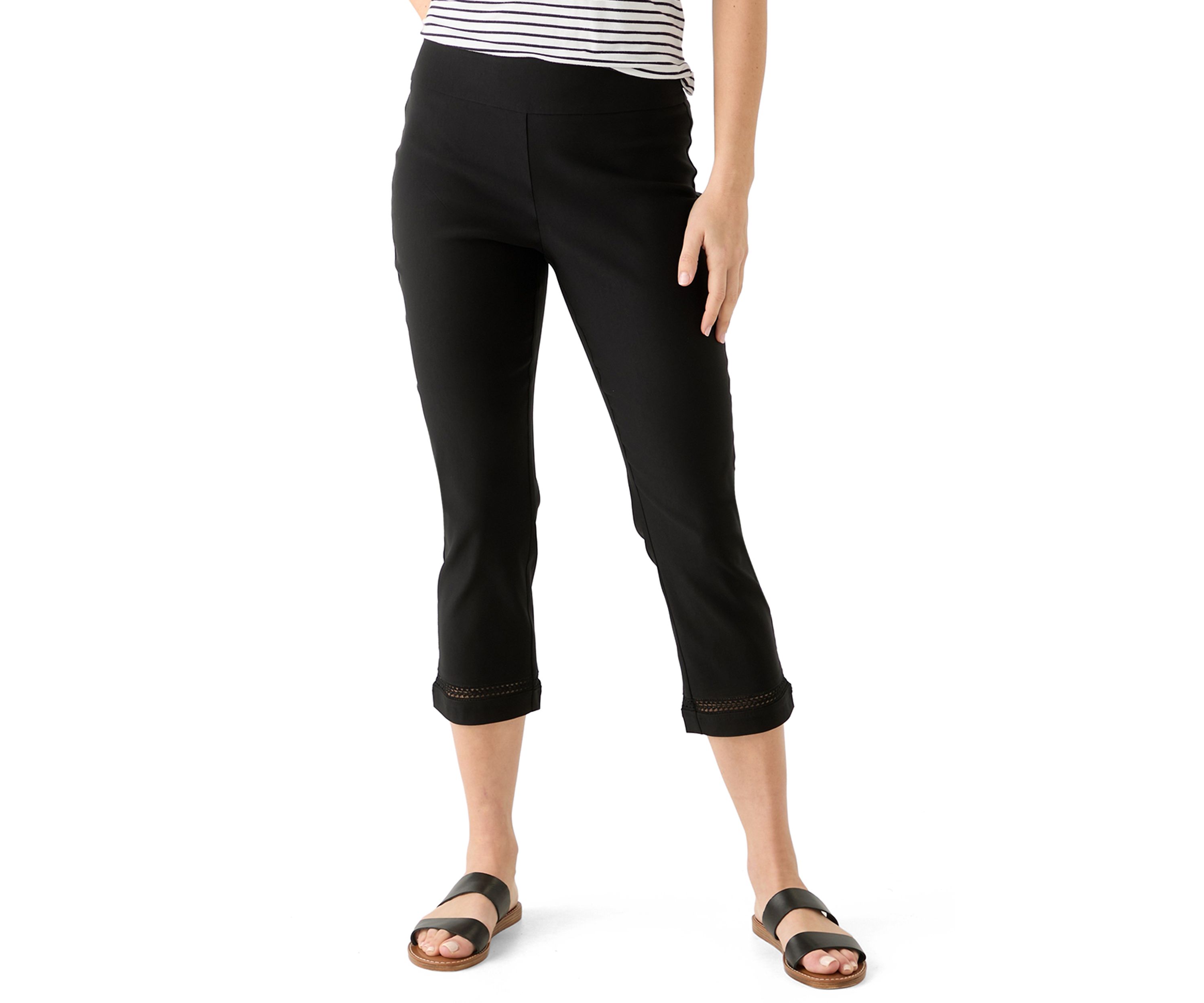 Womens Crochet Trim Crop Pants