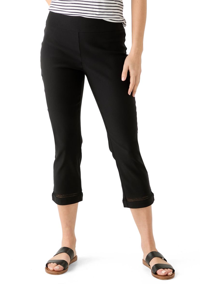 Womens Crochet Trim Crop Pants