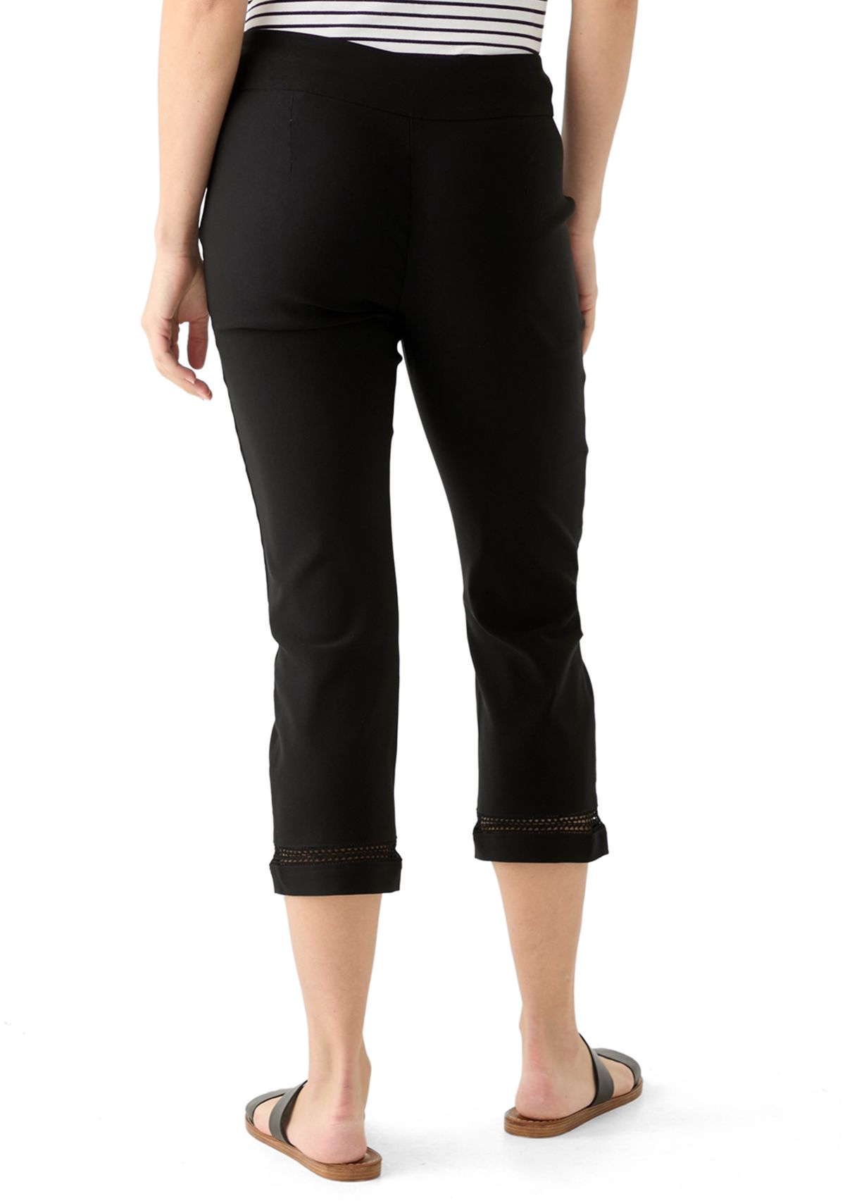 Womens Crochet Trim Crop Pants