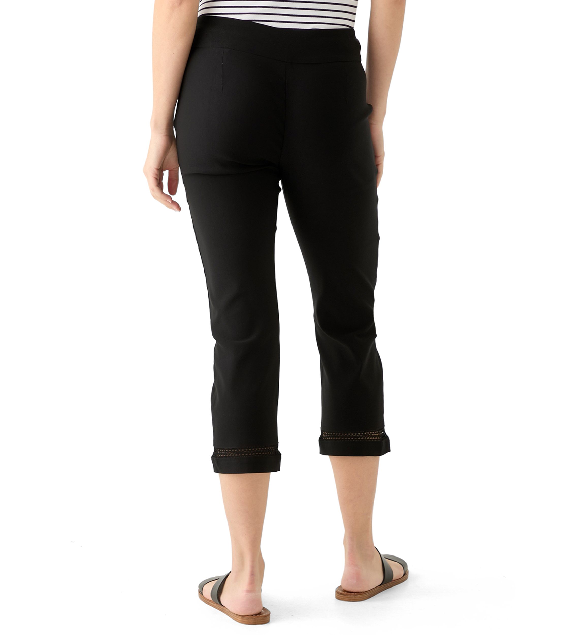 Womens Crochet Trim Crop Pants