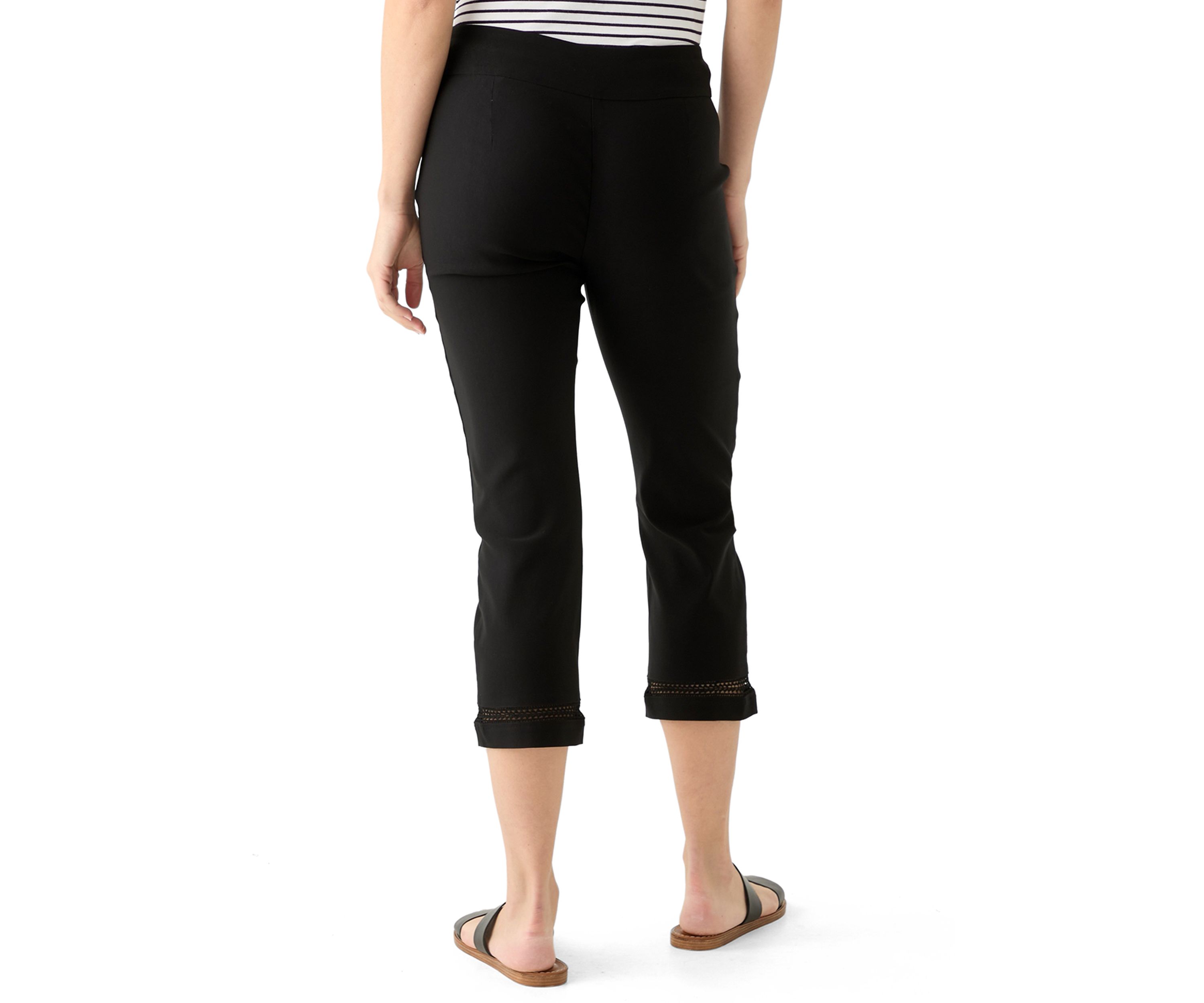 Womens Crochet Trim Crop Pants