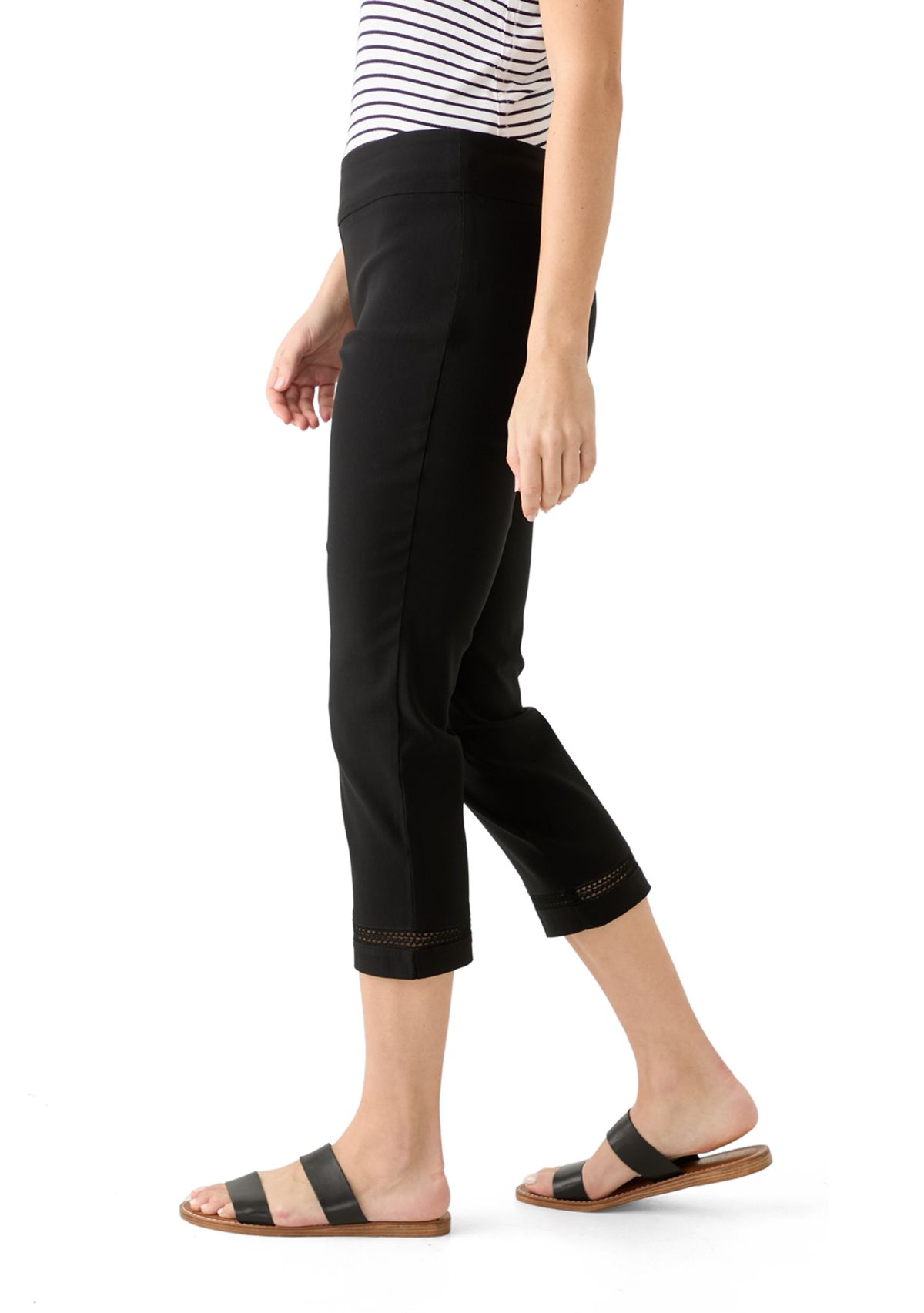 Womens Crochet Trim Crop Pants