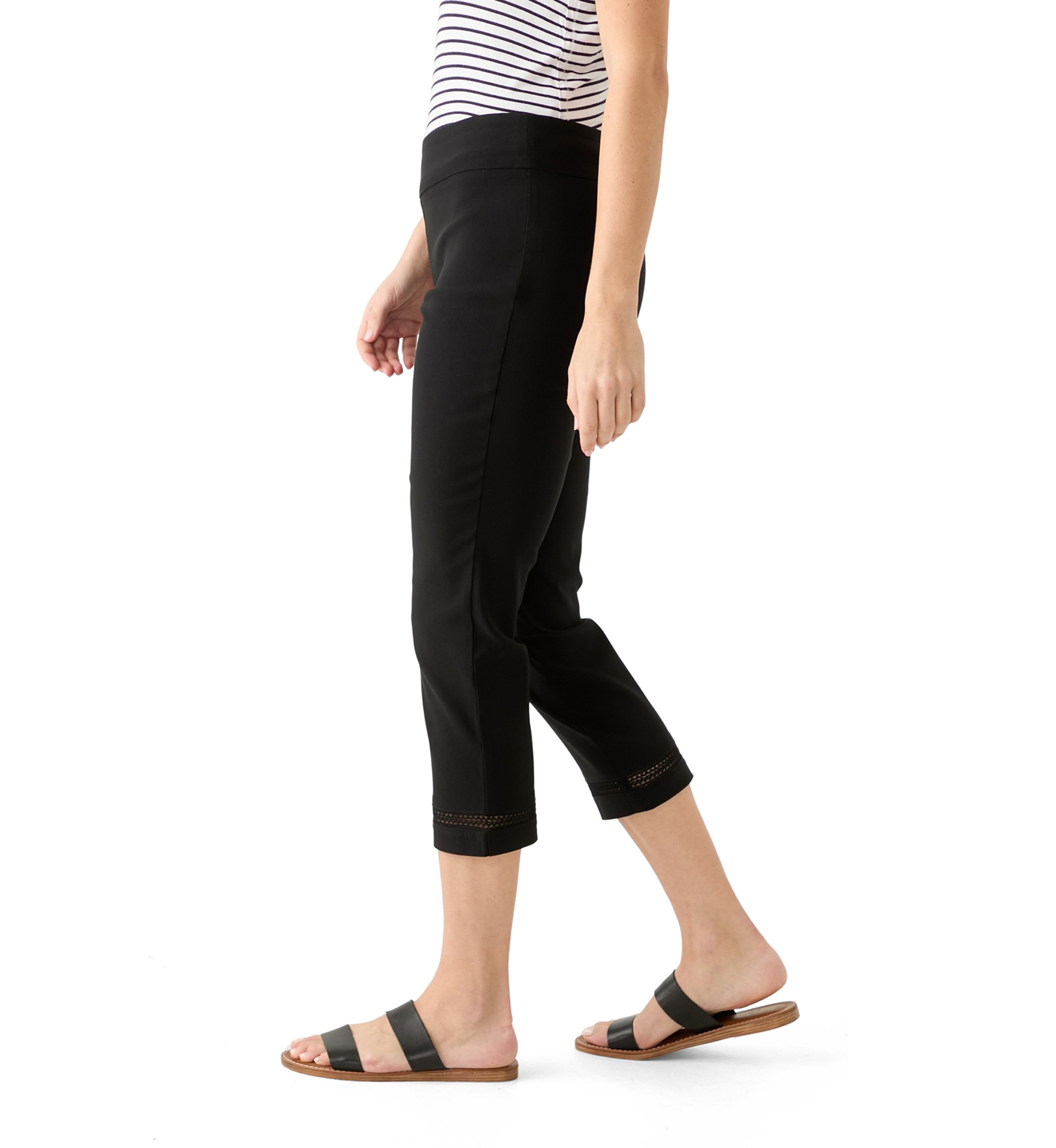 Womens Crochet Trim Crop Pants
