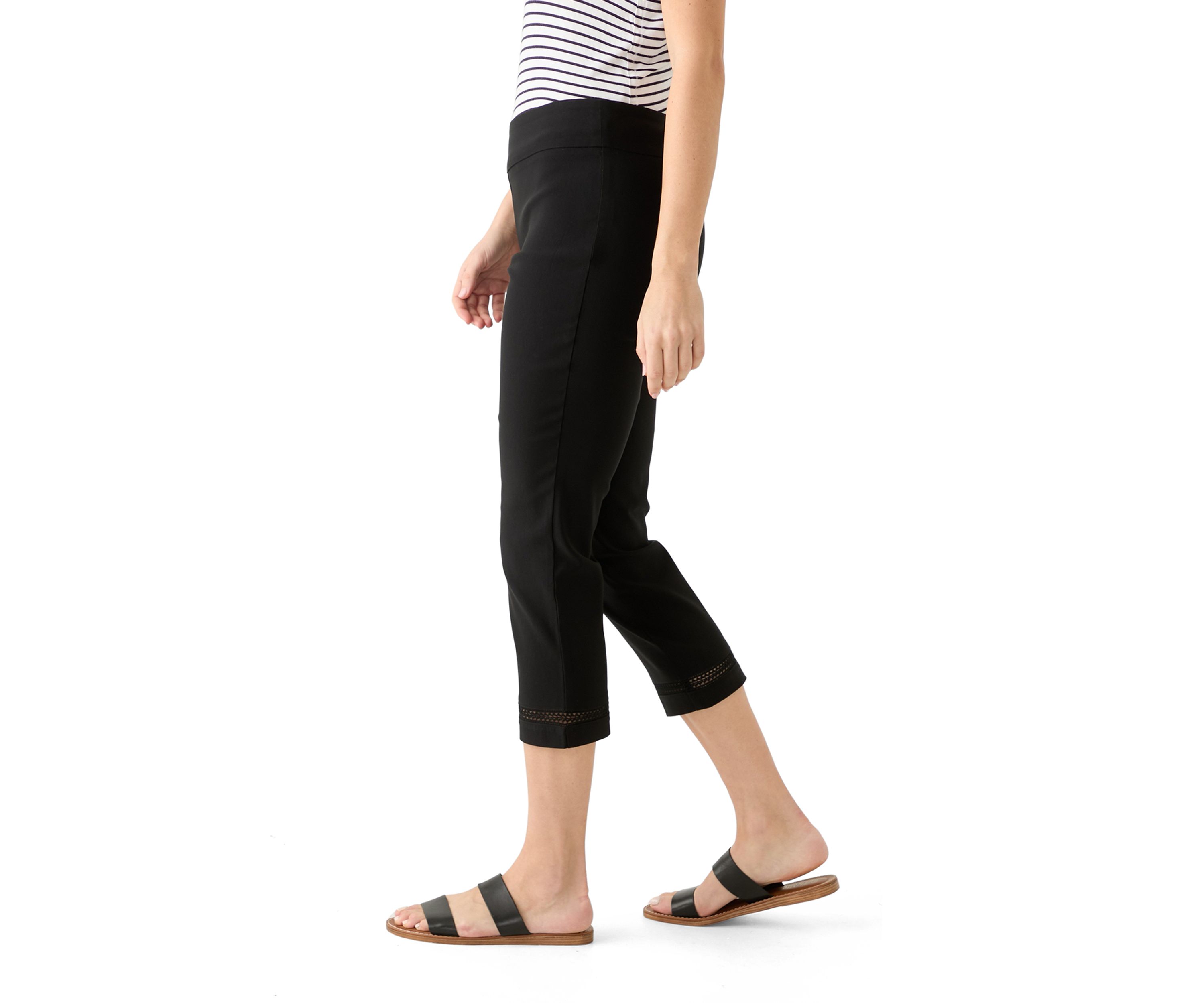 Womens Crochet Trim Crop Pants