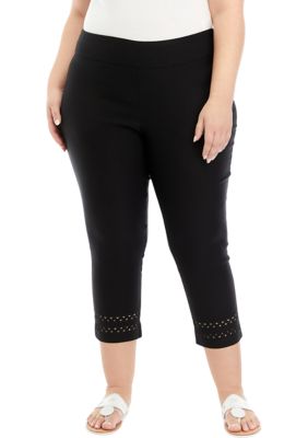 Ralph Lauren Women's Lace-Trim Terry Jogger Pants Black 3X