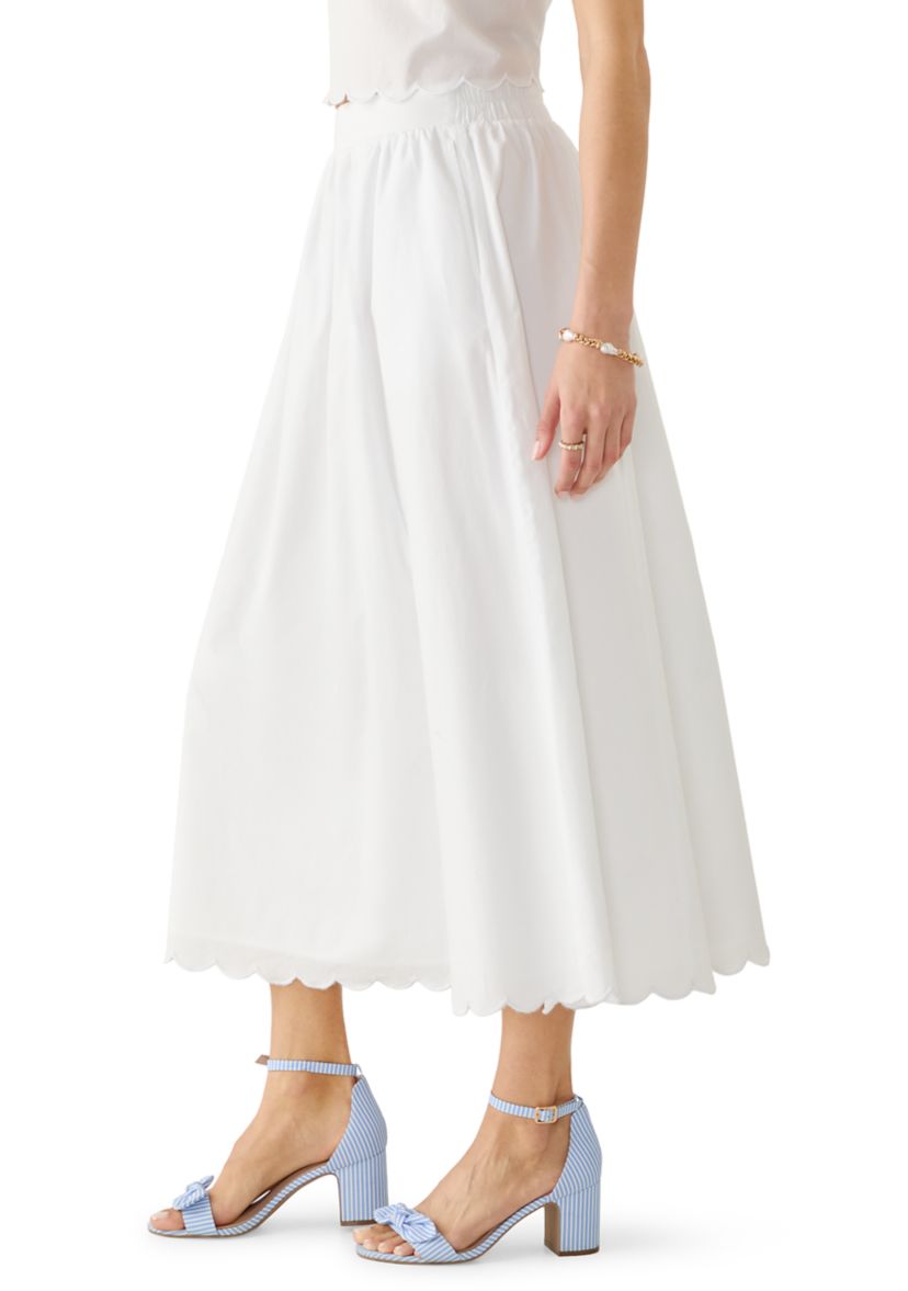 Crown & Ivy™ Women's Scallop Hem Midi Skirt | Belk