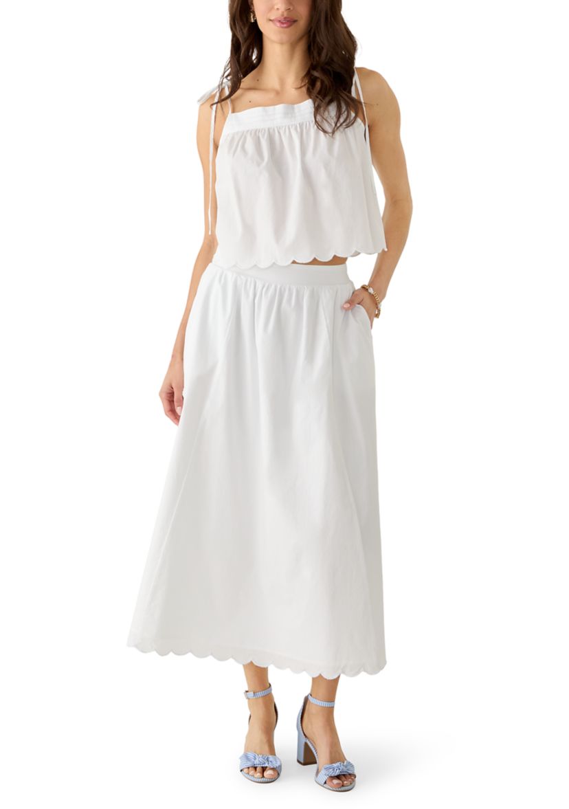 Crown & Ivy™ Women's Scallop Hem Midi Skirt | Belk