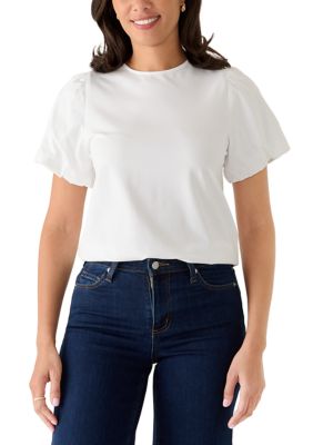 Crown & Ivy Women's Short Sleeve Bow Back Knit Top