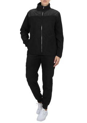 Galaxy by Harvic Women's 2-Piece Fashion Sweater & Jogger Polar Fleece Matching Set, Black, 2XL