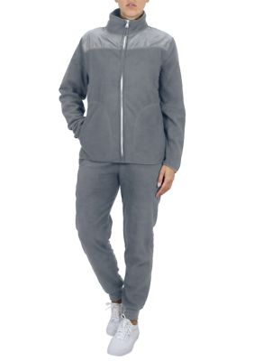 Galaxy by Harvic Women's 2-Piece Fashion Sweater & Jogger Polar Fleece Matching Set, Grey, 2XL