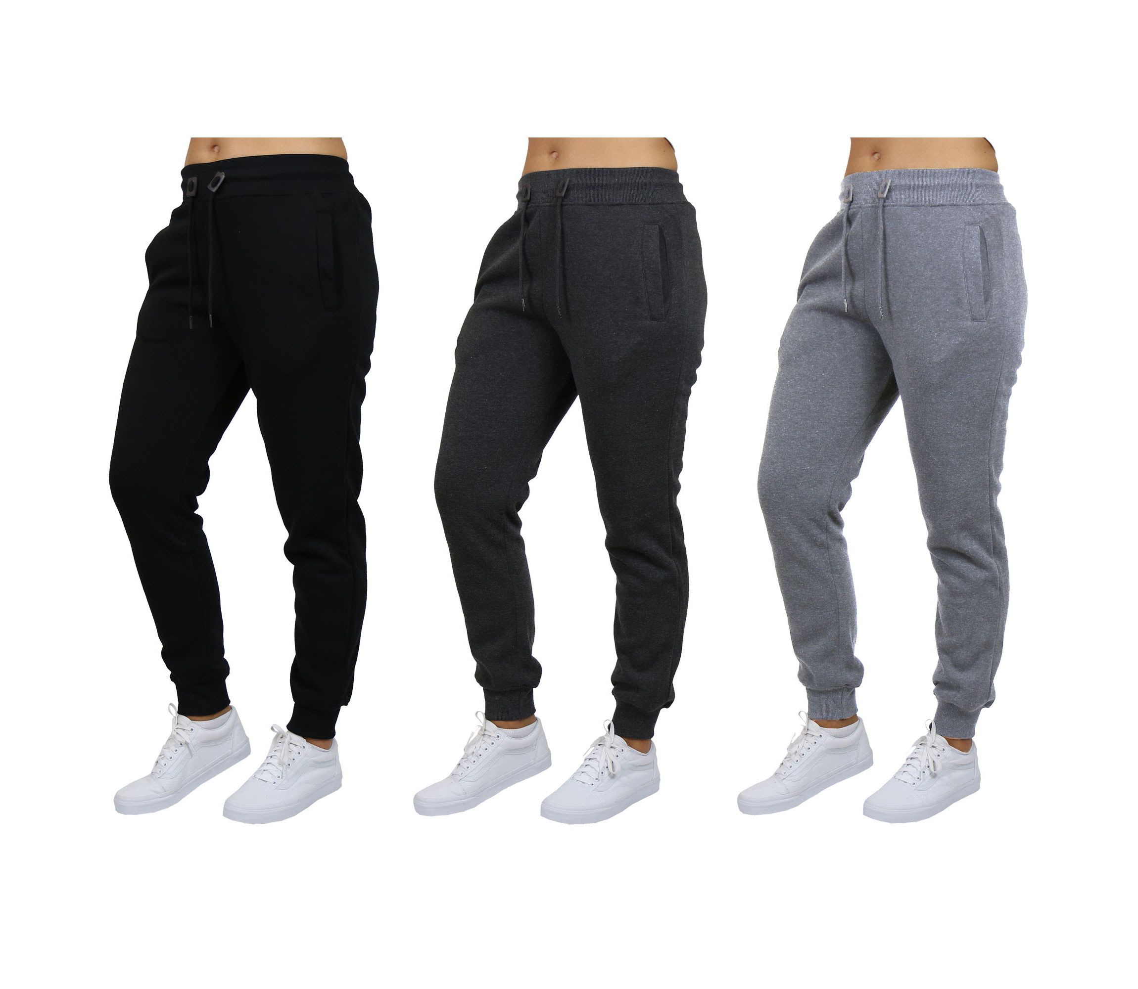 Womens Loose Fit  Heavyweight Classic Fleece Jogger Sweatpants- 3 Pack
