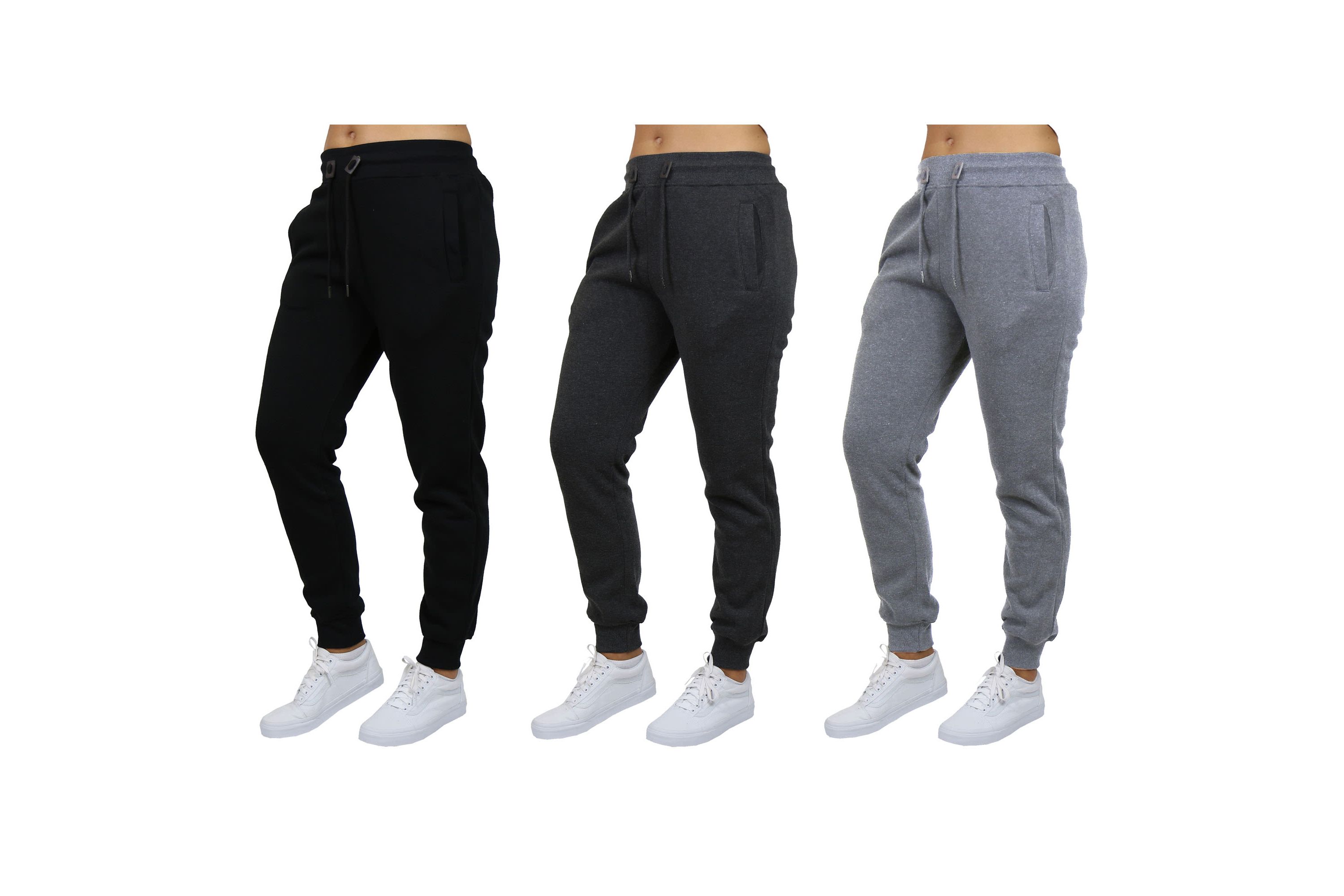 Womens Loose Fit  Heavyweight Classic Fleece Jogger Sweatpants- 3 Pack