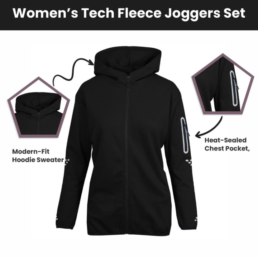 Junior Tech Fleece 2-Piece Set - Zipper Hoodie & Jogger Sweatpants, Soft Cotton Blend, Stylish & Comfortable