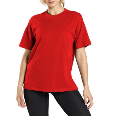 Galaxy By Harvic Women's Loose Fitting Short Sleeve Crewneck Tee, Red, 3XL