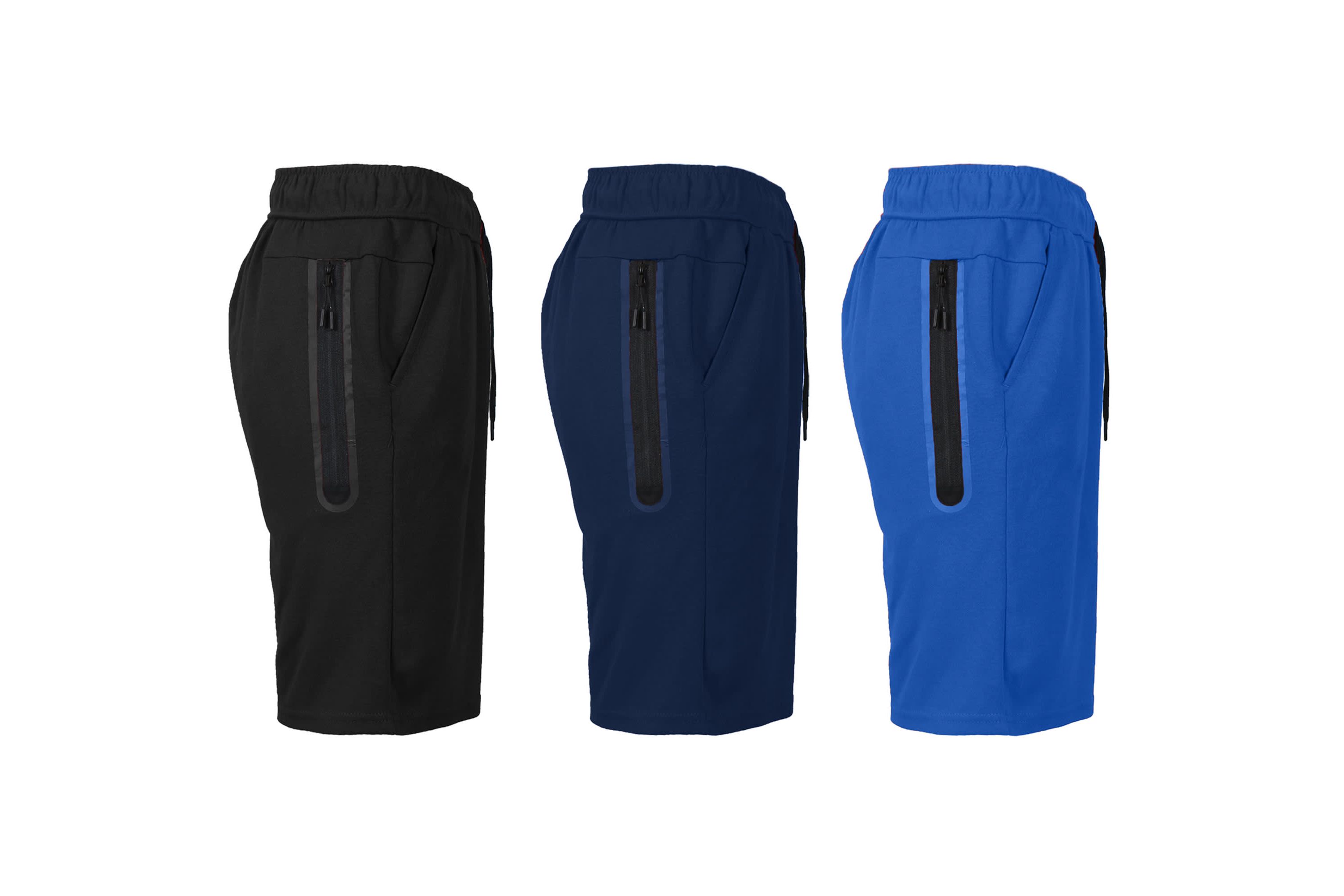 Blu Rock Womens Loose Fit  Tech Fleece Performance Shorts With Heat Seal Zipper Pocket-3 Pack