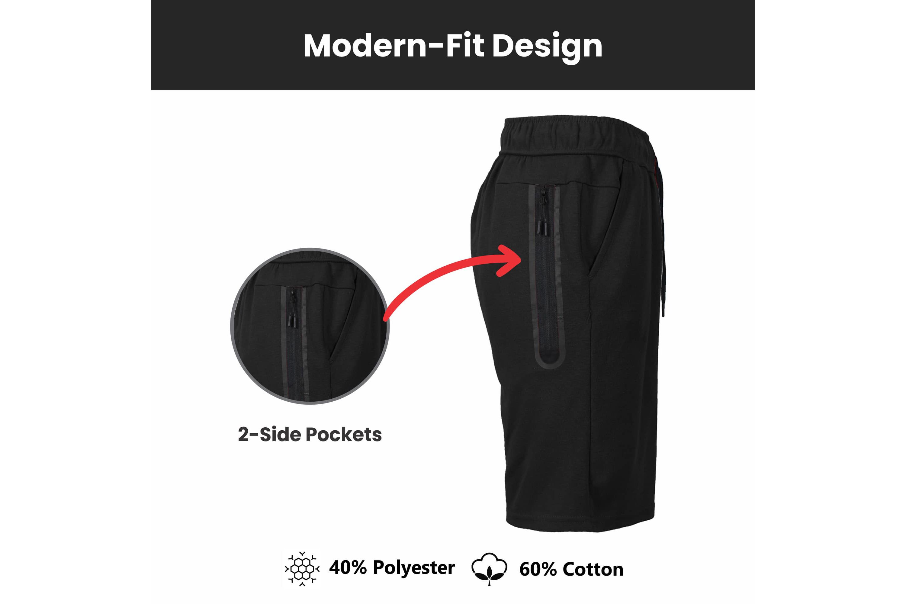Blu Rock Womens Loose Fit  Tech Fleece Performance Shorts With Heat Seal Zipper Pocket-3 Pack