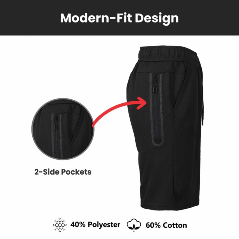 Blu Rock Womens Loose Fit  Tech Fleece Performance Shorts With Heat Seal Zipper Pocket-3 Pack