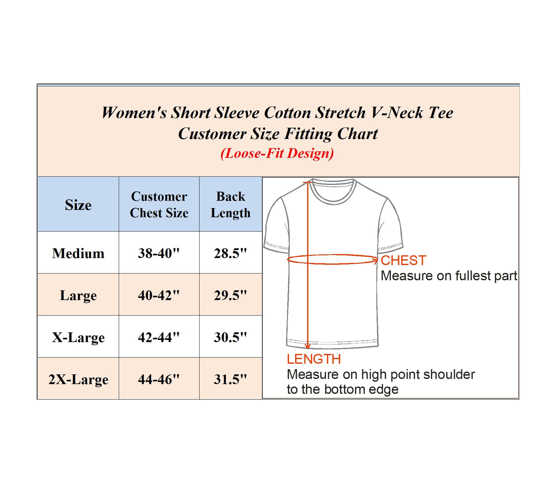 Blu Rock Womens Loose Fit  Short Sleeve V-Neck Cotton Stretch Tees-3 Pack