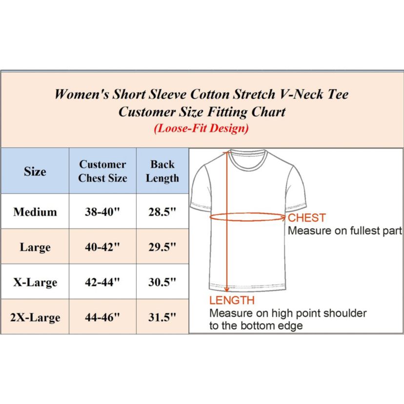 Blu Rock Womens Loose Fit  Short Sleeve V-Neck Cotton Stretch Tees-5 Pack