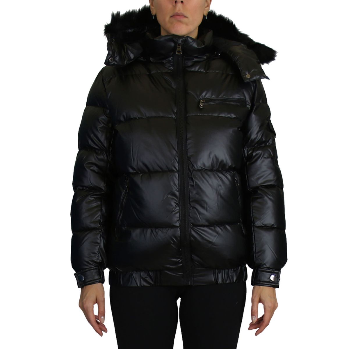 Spire By Galaxy Womens Full Zip Heavyweight Bubble Jacket With Detachable Faux Fur Hood