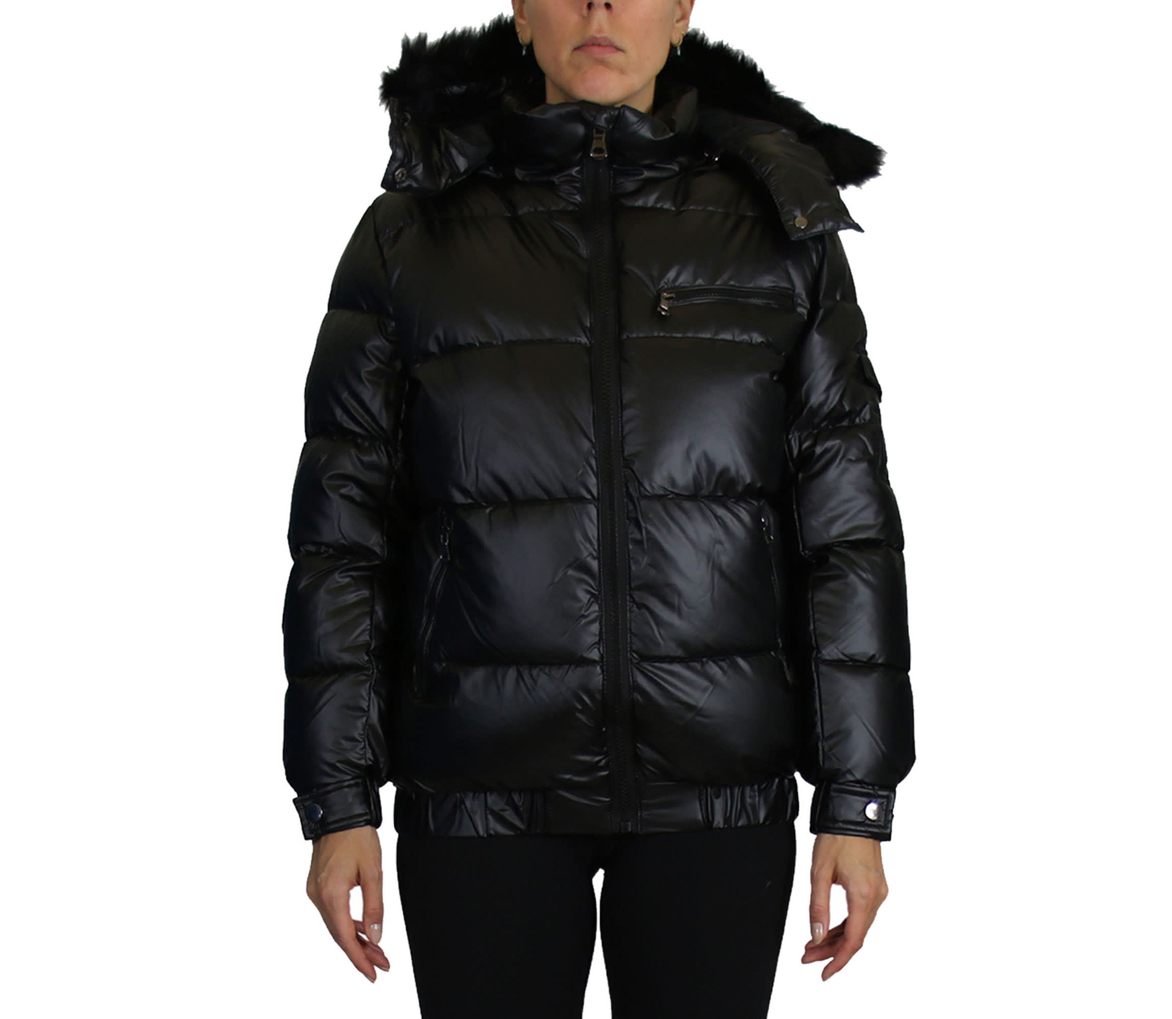 Spire By Galaxy Womens Full Zip Heavyweight Bubble Jacket With Detachable Faux Fur Hood