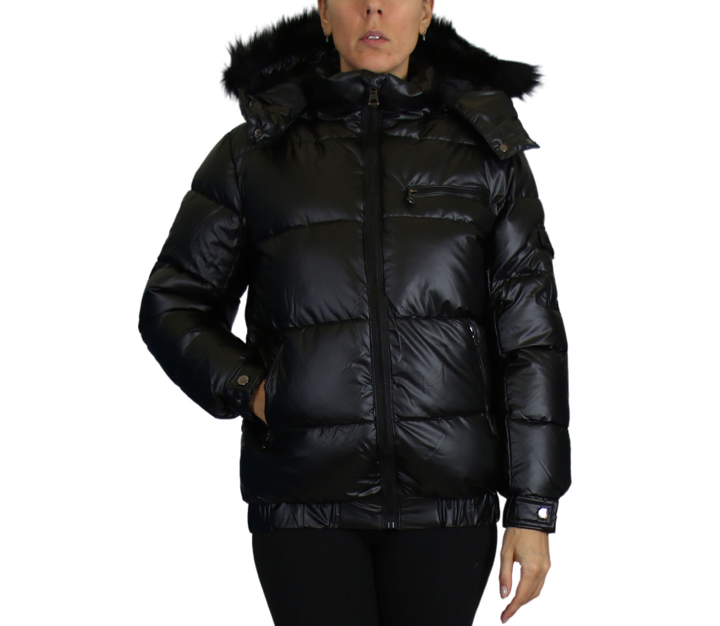 Spire By Galaxy Womens Full Zip Heavyweight Bubble Jacket With Detachable Faux Fur Hood