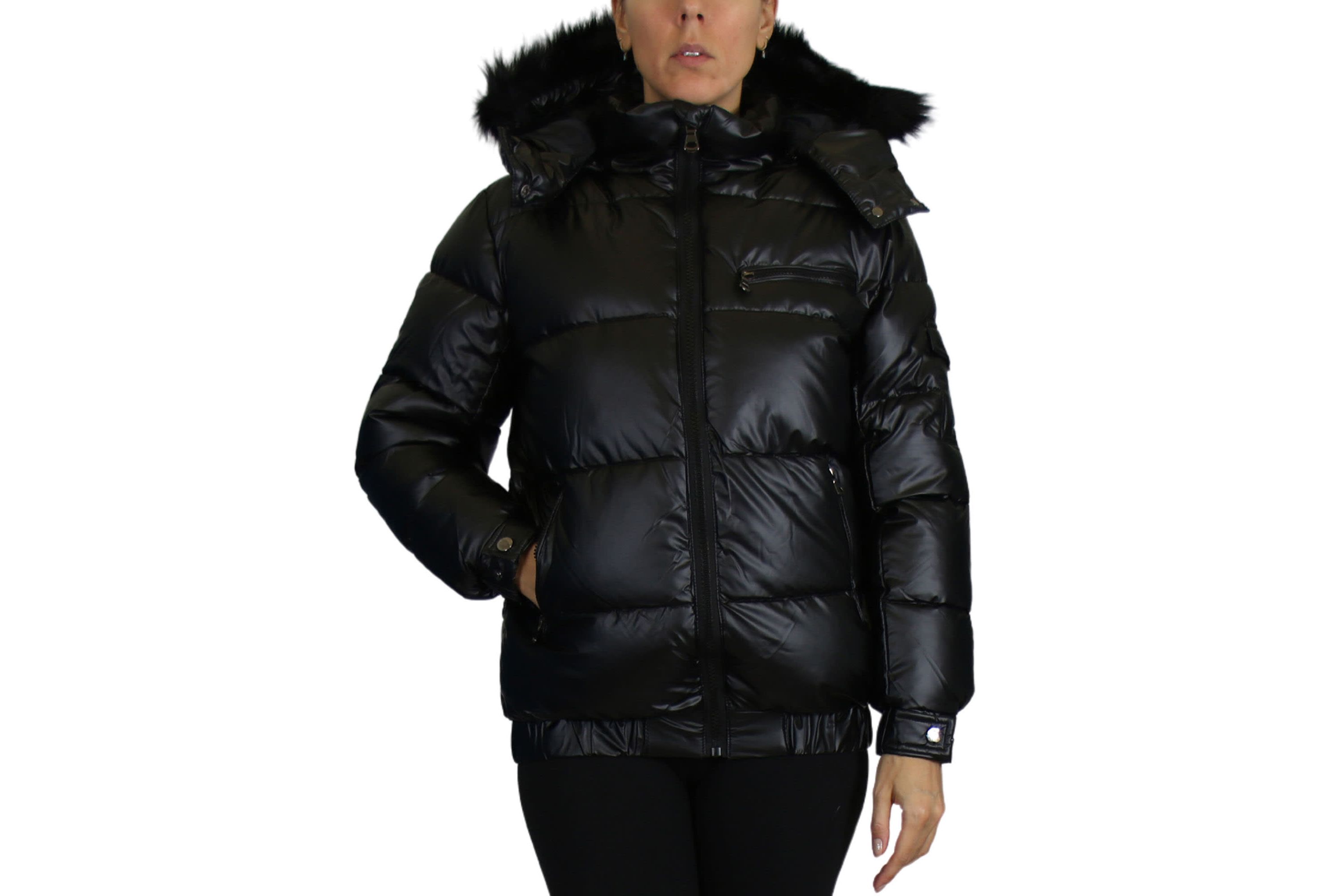 Spire By Galaxy Womens Full Zip Heavyweight Bubble Jacket With Detachable Faux Fur Hood