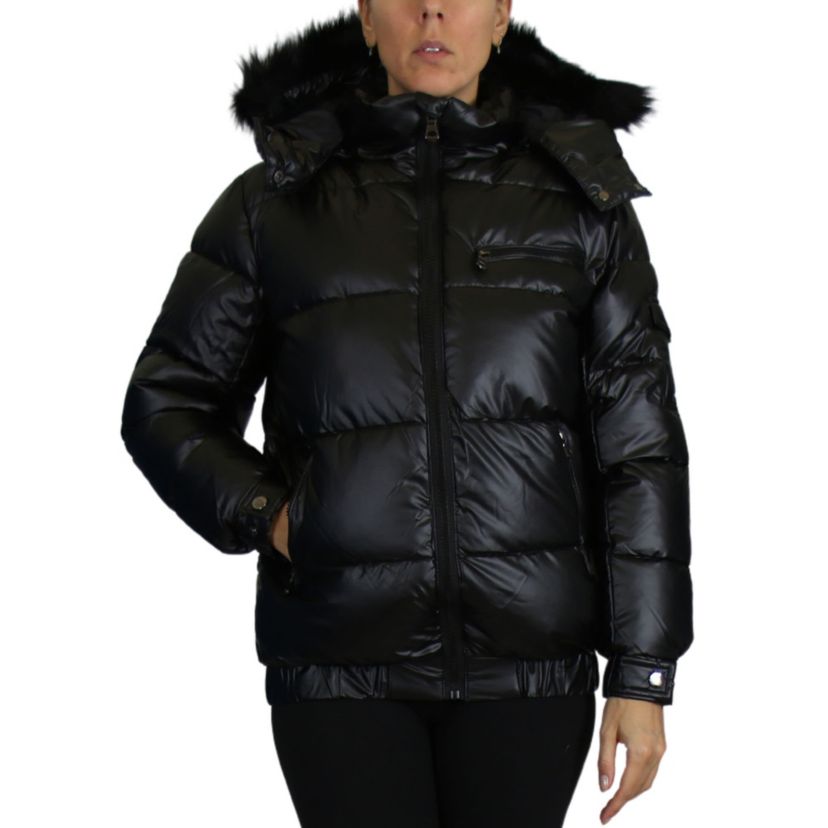 Spire By Galaxy Womens Full Zip Heavyweight Bubble Jacket With Detachable Faux Fur Hood
