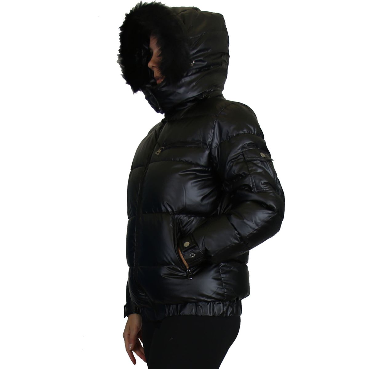 Spire By Galaxy Womens Full Zip Heavyweight Bubble Jacket With Detachable Faux Fur Hood