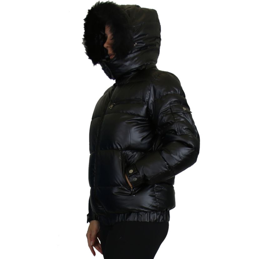 Spire By Galaxy Womens Full Zip Heavyweight Bubble Jacket With Detachable Faux Fur Hood