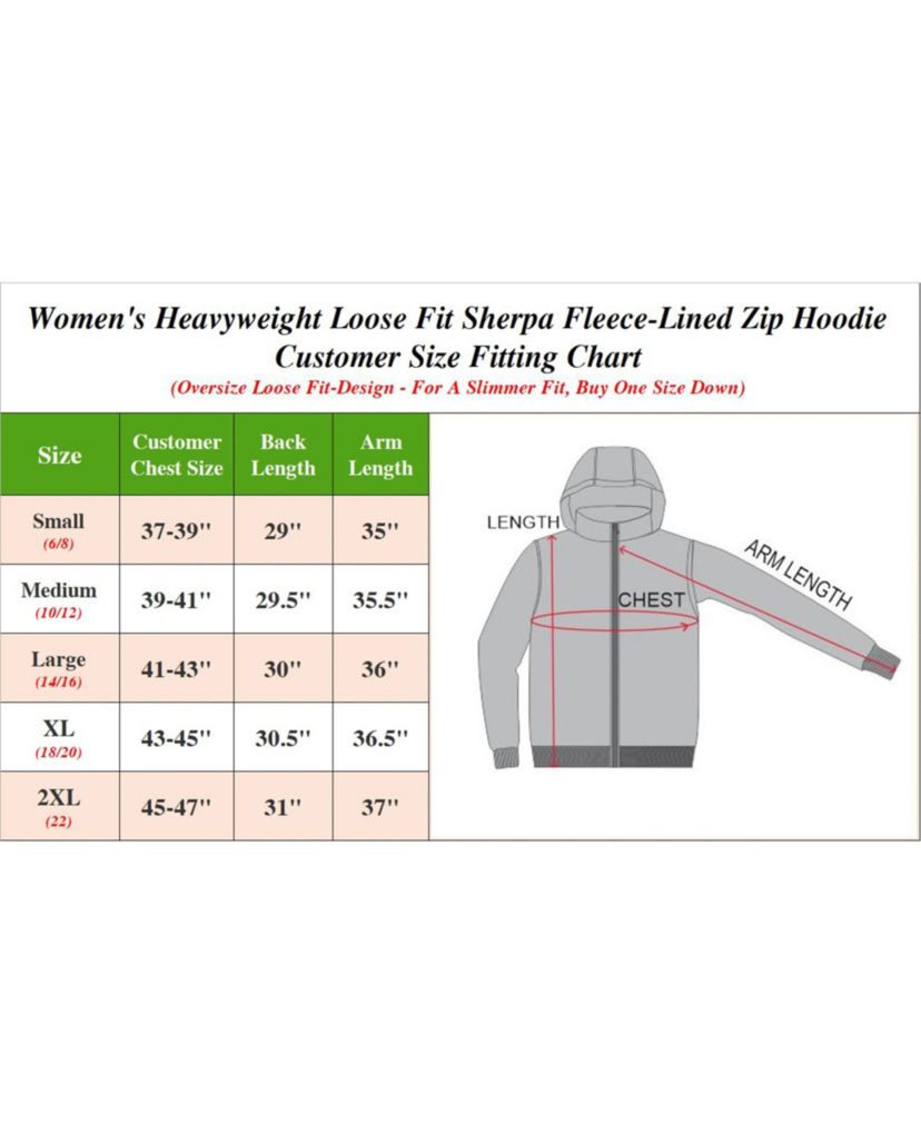 Womens Loose Fit Sherpa Lined Fleece Zip-Up Hoodie