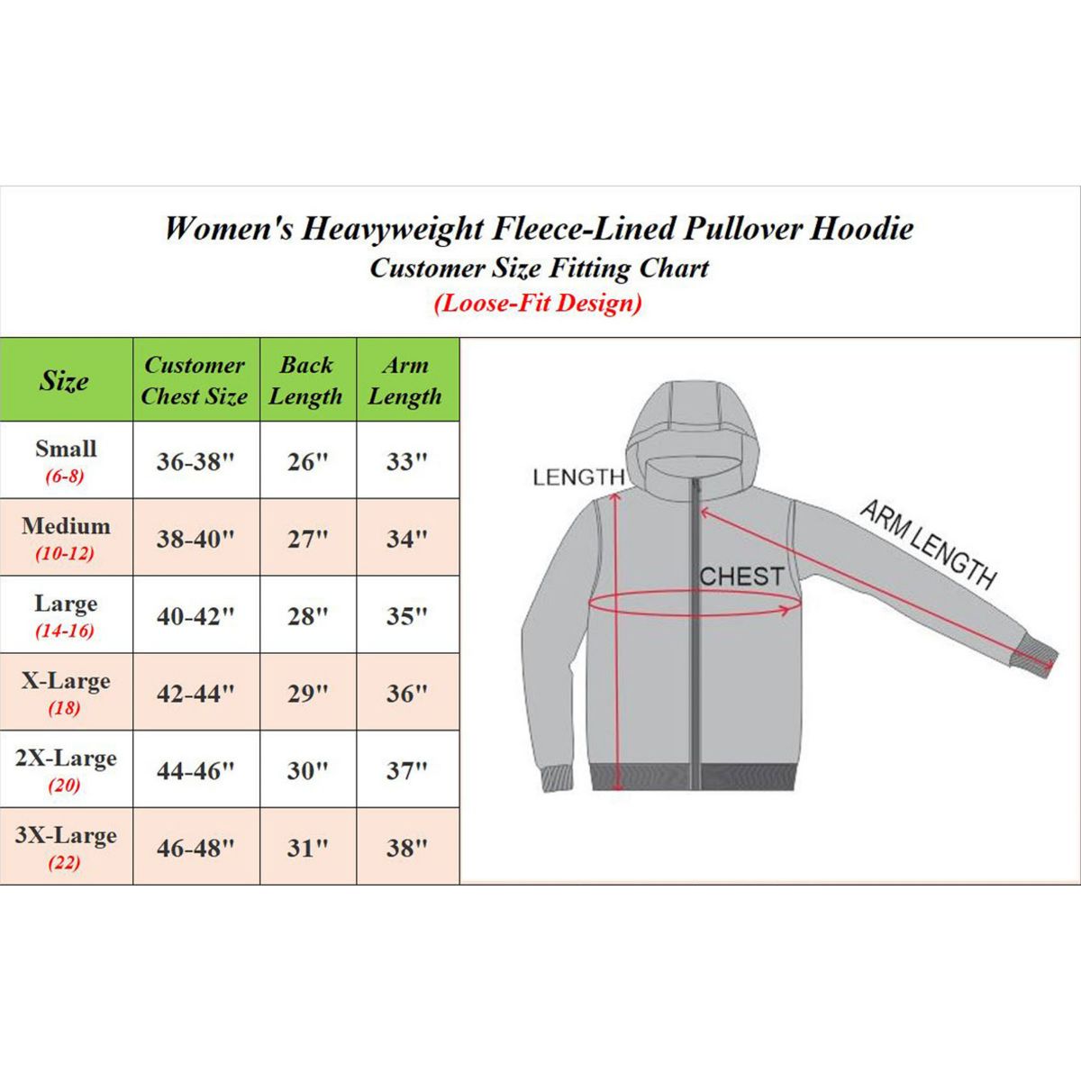 Womens Heavyweight Loose Fit Fleece-Lined Pullover Hoodie Sweater