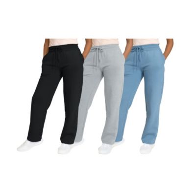Blue Ice Women's Heavyweight Wide Leg Loose Fit Fleece Sweatpants-3 Pack, XL