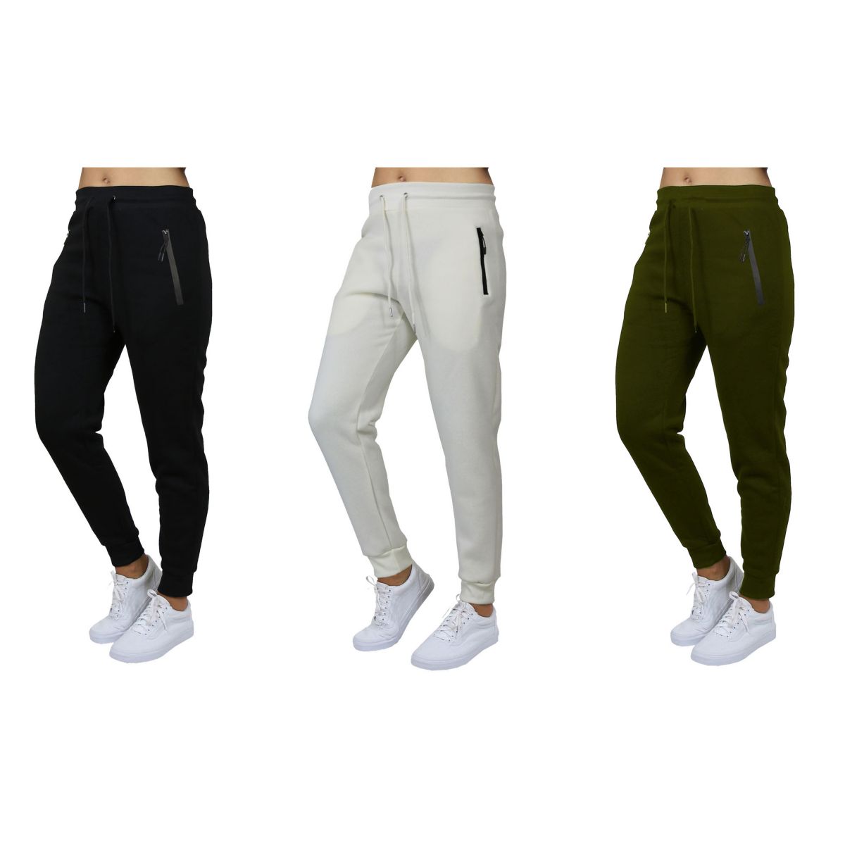 Womens Modern Fit Fleece Lined Joggers -3 Pack