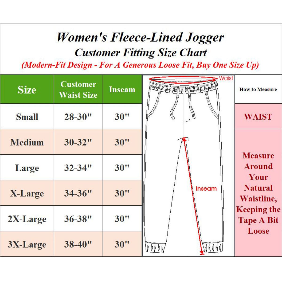Womens Modern Fit Fleece Lined Joggers -3 Pack