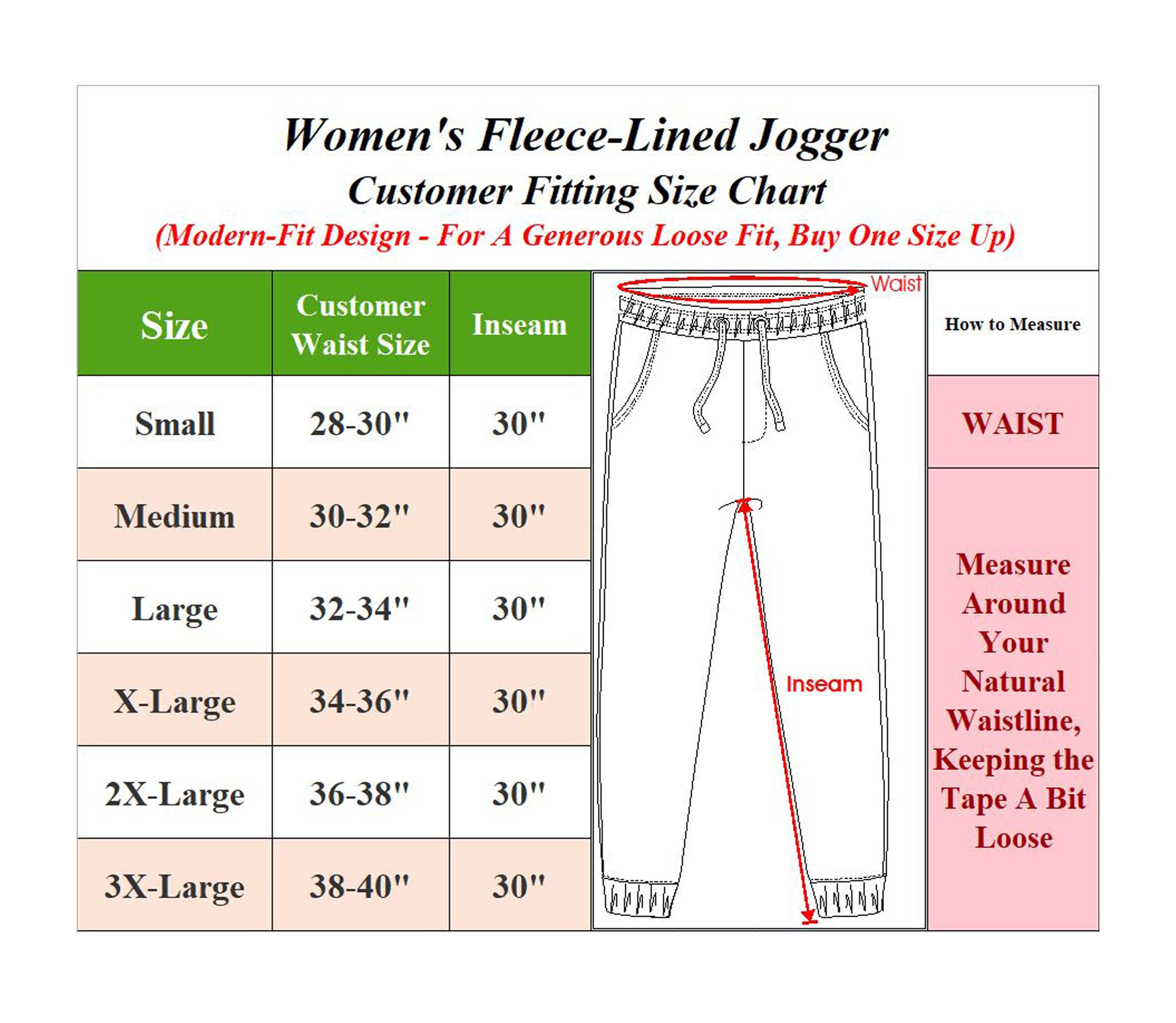 Womens Modern Fit Fleece Lined Joggers