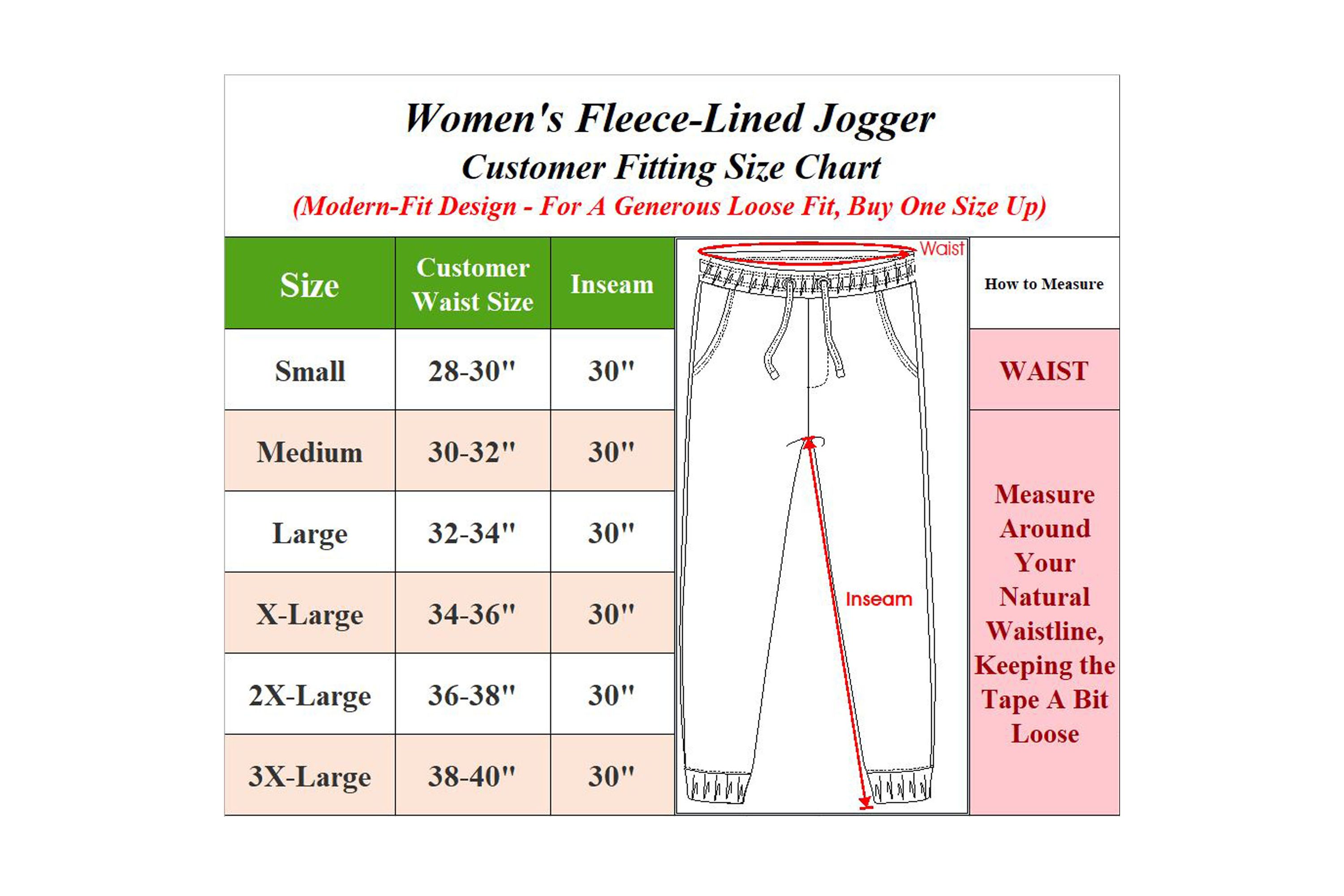 Womens Modern Fit Fleece Lined Joggers