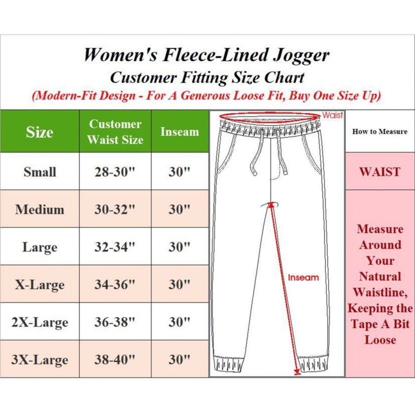Womens Modern Fit Fleece Lined Joggers
